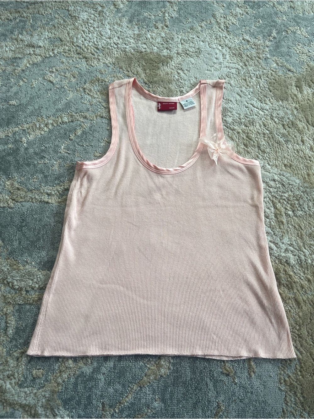 Levi's Light Pink Ribbed Tank with Bow Detail